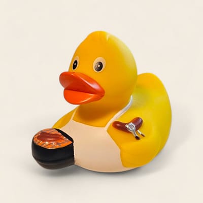 BBQ Badeendje met Schort – Grappig Cadeau voor Grillliefhebbers – Origineel Badeendje