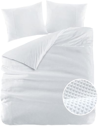 Papillon Dekbedovertrek Mendoza Wafel Wit Lits-jumeaux 240x200/220 cm - Hoogwaardige Percale Katoen Super Zacht