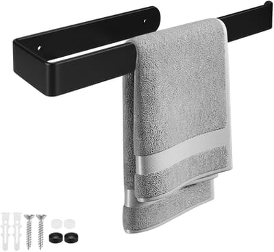 Dailygoods- Handdoekhouder zwart - Wandbeugel - Aluminium - Corrosiebestendig - Draagvermogen - Geschikt voor badkamer/keuken - Handdoekrek