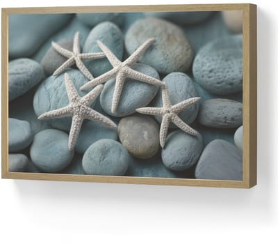 Wandlamp 60x40 cm - Oplaadbaar - Zeesterren - Stenen - Wit - Wandlampen binnen woonkamer - Slaapkamer lamp - Decoratieve nachtlamp - Vloerlamp draadloos