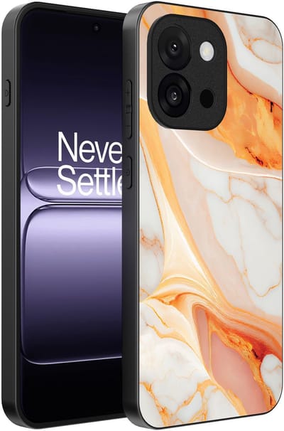 Smartphonica Telefoonhoesje Geschikt voor OnePlus 13T met marmer opdruk - TPU backcover case marble design - Oranje geschikt voor OnePlus 13T