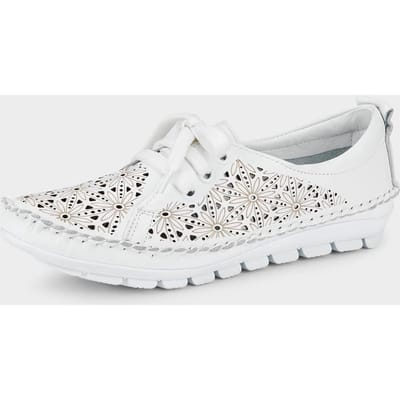 Leren schoenen met ajourpatroon - wit - Gr. 38 van Goldner Fashion