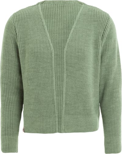 Knit Factory - Lenny Gebreid Vest - Gebreide dames cardigan - Kort vest op heuphoogte - Lichtgroen damesvest gemaakt uit 30% wol en 70% acryl - Sage Green - 36/38