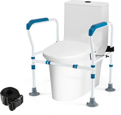COSTWAY Opstahulp toilet, 6-voudig in hoogte verstelbaar, tot 136 kg, met antislip voeten, voor elk toilet, toiletsteunframe voor senioren en gehandicapten, wc-steun met handgreep