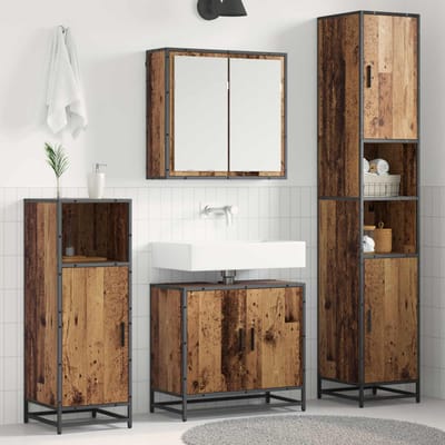 vidaXL - Badkamermeubel - Set - 3 - st - Oud - Hout - 65 - x - 33 - x - 60 - cm - Bewerkt - hout