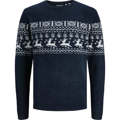 Produkt - Heren Trui Cameron Knit Crew Neck - Blauw - Maat S