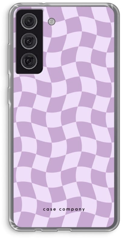 Case Company® - Hoesje geschikt voor Samsung Galaxy S21 FE hoesje - Grid Paars - Soft Cover Telefoonhoesje - Bescherming aan alle Kanten en Schermrand