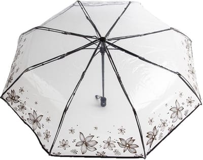 VHV-Transparante Paraplu met Bloemenprint - Opvouwbare Bubble Paraplu voor Dames en Meisjes - Stijlvolle Bloemrijke Regenparaplu voor Wandelingen Fotoshoots en Feestjes