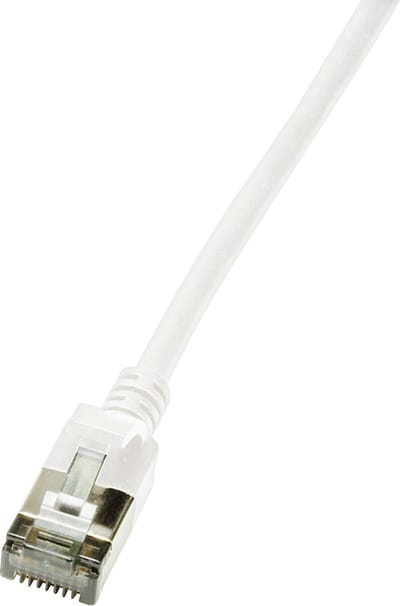 LogiLink CQ9011S RJ45 Netwerkkabel, patchkabel CAT 6A U/FTP 0.30 m Wit Extreem dun, Vlambestendig, Flexibel, Folie afscherming, Halogeenvrij, Snagless,
