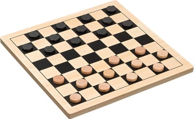 Engelse/Amerikaanse damset 26 cm met speelbord en 24 damstenen