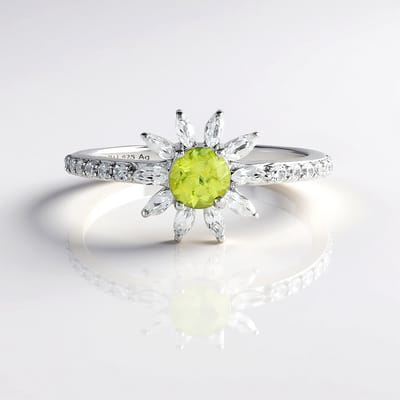 Cavill - Zilveren ring met 0 507 ct ronde briljant sfeen uit Madagaskar en 24 zirkonia 925 Sterling zilver geplatineerd luxe damesring