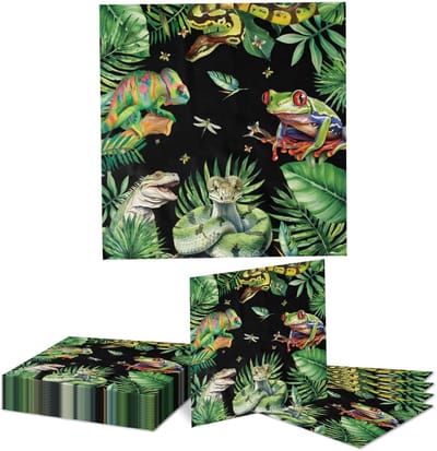 Dailygoods- Servetten 20 stuks - Reptielen/Hagedis/Slang Feestartikelen - Wegwerp Papier - Tafeldecoratie - Jungle Thema - 33,02 cm