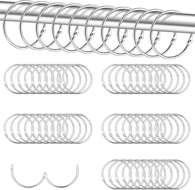 50 stuks roestvrije gordijnringen - Set van 50 mm ringen voor gordijnen, ideaal voor douchegordijnen en ramen