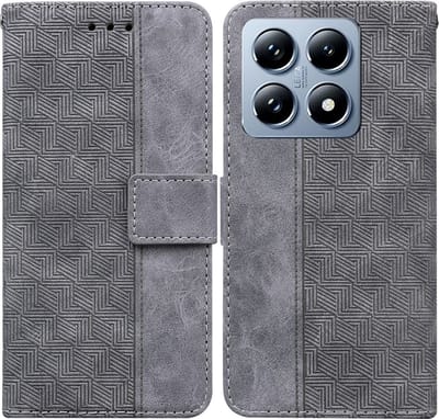 Coverup Hoesje - Geschikt voor Xiaomi 14T Hoesje - Coverup Geometric Book Case - Grijs