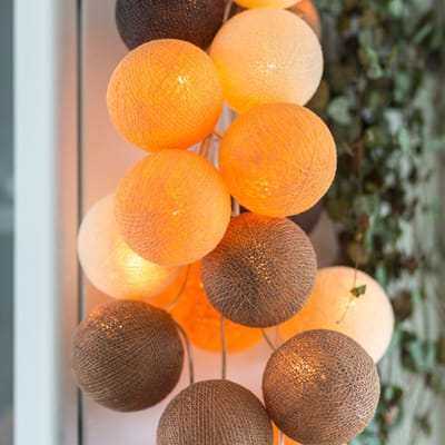 Cotton Ball Lights - LED lichtslinger voor binnen - Handgemaakt en Fairtrade - 35 lampjes - Clay