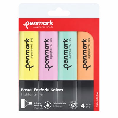 Penmark Highlighters - Markeerstiften - Pastel kleuren markers - 4 stuks - 1-5 mm