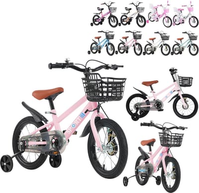 Kinderfiets 12, 14, 16 inch met zijwielen en mand voor 2 tot 8 jaar