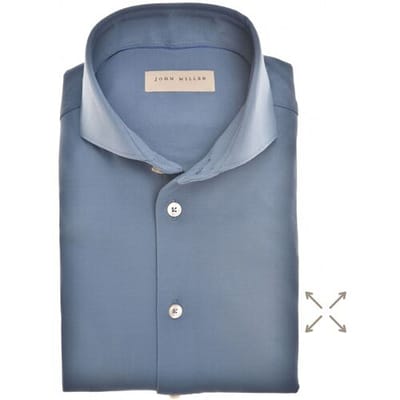 John Miller Overhemd Hyperstretch Indigo - Maat 38 - Heren - Overhemden Casual