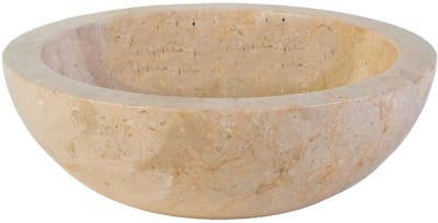 Volledig Gepolijste Waskom van Steen – Crème Marmer – 35x12 cm