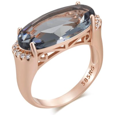 Anneaux de mariage ovales gris pour femmes Tendance Couleur Or Rose Avec Zircon Naturel Haute Qualité Bijoux Fins Quotidien 11