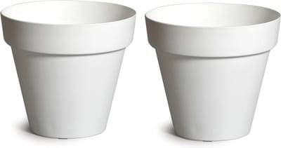 Mega Collections Plantenpot/bloempot - 2x - kunststof - wit - binnen/buiten - D39 x H35 cm