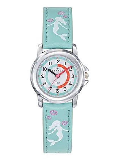 Certus-Kinderhorloge-Mintgroen lederen band-Zeemermin band.