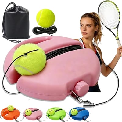 Tennistrainer Bal - Zelf Oefenen - Tennisvaardigheden Verbeteren - Vulbare Stabiele Basis - 22 cm Basis - Roze