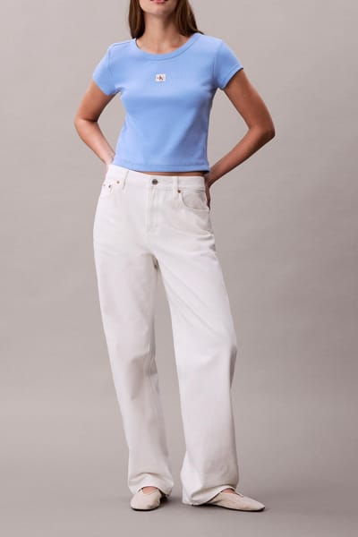 Calvin Klein Ss Heritage Label Tee Blue Descent Taglia: S | Maglie Sportivi Outlet | Donna | Blu