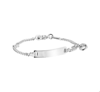 The Jewelry Collection Graveerarmband - Zirkonia - Zilver