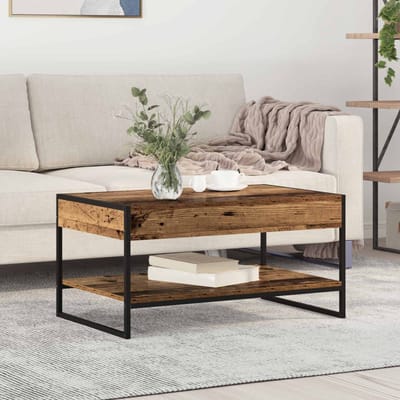 vidaXL - Salontafel - Oud - Hout - 80 - x - 50 - x - 40 - cm - Bewerkt - hout
