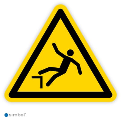 Simbol® - Stickers Vallen door hoogteverschil (W008) - Formaat ▲ 5 x 5 x 5 cm.