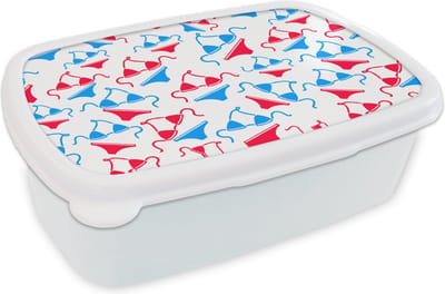 Broodtrommel Wit - Lunchbox - Brooddoos - Bikini - Strand - Patronen - 18x12x6 cm - Volwassenen