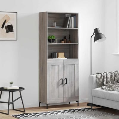 vidaXL - Hoge - kast - 69,5x34x180 - cm - bewerkt - hout - grijs - sonoma - eikenkleurig