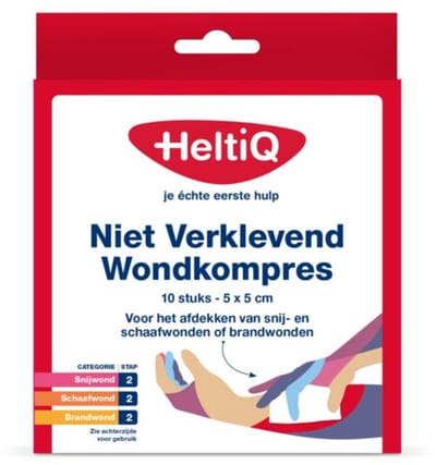 HeltiQ Niet Verklevend Wondkompres 5 x 5 cm - 2 x 10 stuks - Voordeelverpakking
