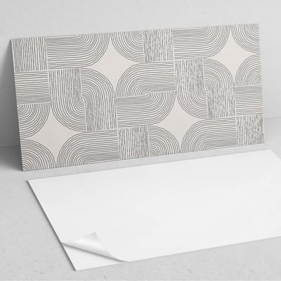Coloray Wandpanelen Zelfklevend - Geometrische lijnen in de lay-out PVC Wandpaneel - 100 cm x 50 cm - Romig Wandbekleding Zelfklevend - 1 stuk - Mozaïeken Wandpanelen Zelfklevend - Keuken Wandpanelen - Wandpanelen Badkamer