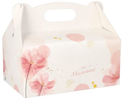 20 Gebakdozen hoekig 20 cm x 13 cm x 9 cm licht-rose met handvaten