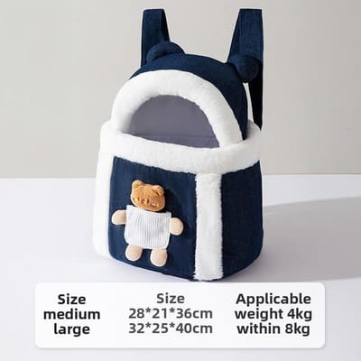 Herfst en Winter Hond Uit Cartoon Pop Pluche Handtas Kat Rugzak Kat Tas Warm en Anti-breuk Vrije Huisdier Tas M white