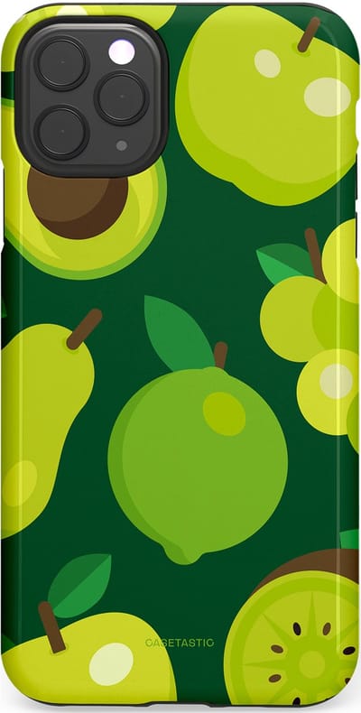 Casetastic Hoesje Geschikt voor Apple iPhone 11 Pro Max - Stijlvolle Beschermende Duo-layer Case - Peren Appel Groen