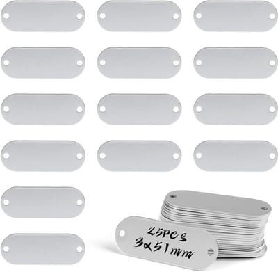 25x Blanco Geperforeerde Hondenpenningen Aluminium Zilver - Gravure Tags