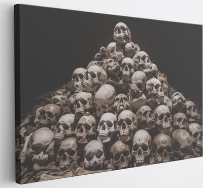 Saammp Canvas Schilderij - Stapel Schedels - Abstract - 30x20 - Foto op canvas - Wanddecoratie - Muurdecoratie Woonkamer - Slaapkamer decoratie - Canvas Print