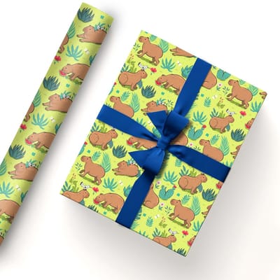 Dailygoods- Watervarkens 5 stuks - Cadeaupapier Verjaardag - Inpakpapier Kinderen - Feestelijke Decoratie - Eco-Kraftpapier 51 x 75 cm - Schattig Patroon