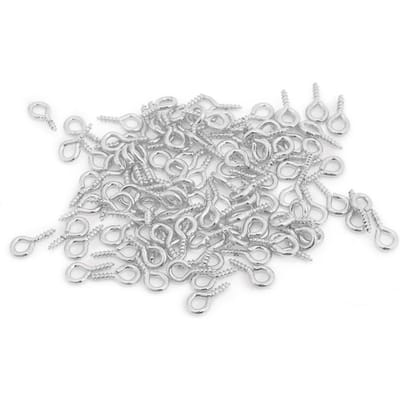 100 stuks DIY Metalen Schroefoog Pin Boor Haak Lus Klei Hars Sieraden Bevindingen Accessoire (Zilver) zilver