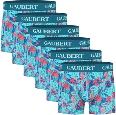 Boxershorts met print | Bamboe | Merk: Gaubert | Kleur: Blauw | Jungle | Heren | 6 stuks