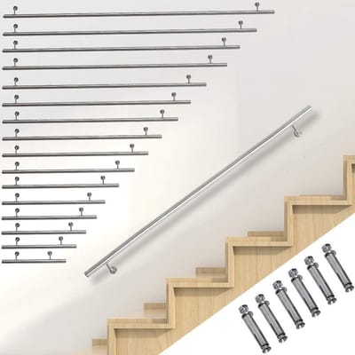 Roestvrij Stalen Trapleuning Binnen en Buiten - Inclusief Wandhouder en Eindkappen - 50 cm