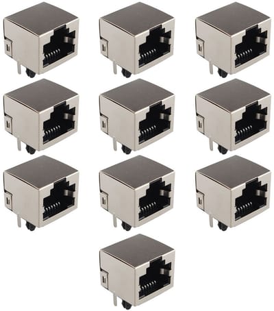 10x RJ45 Netwerk Jack Socket PCB Mount Ethernet Connectoren 8P8C 180 Graden