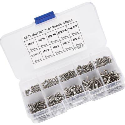 240 pièces M2*6M2*8M2*10M3*6M3*8M3*10M3*12M2.5*6M2.5*8M2.5*10 Jeu de vis à tête creuse hexagonale