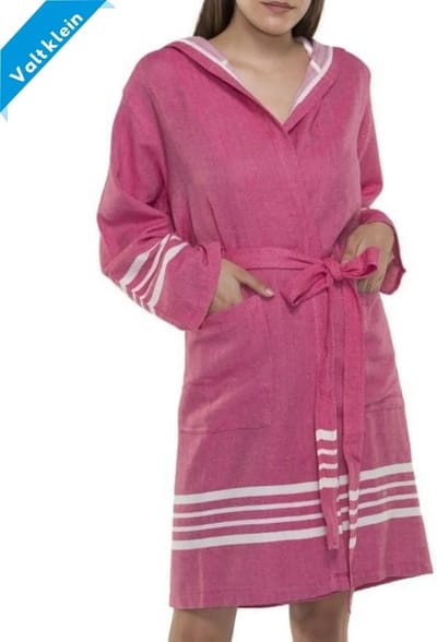 Lalay - Hamam Badjas Sun - fuchsia - XL - dames badjas - sauna badjas - korte badjas - badjas met capuchon - dunne badjas