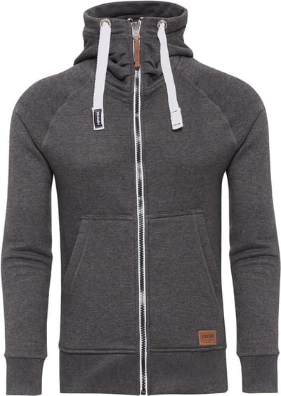 Yazubi Heren Hoodie Jacob – Regular Fit – Katoenmix Stretch – Donkergrijs – Rits & Kap
