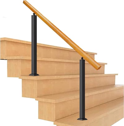 Houten Trap Reling - Leuning met Palen - Veilige Traploop - Verstelbare Hoek - 85cm Hoogte - Onbehandeld