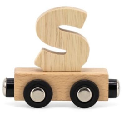 Tryco Houten Naturel Lettertrein Letter S - Letterwagon voor Woorden en Naamtreinen - Stimuleert Creativiteit en Motoriek - Vanaf 3 Jaar
